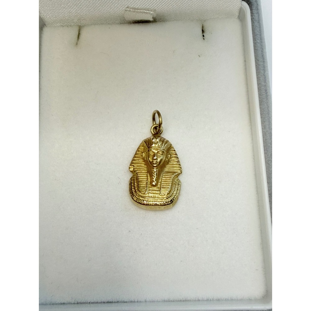 Vintage 18K Yellow Gold Egyptian Pharaoh Pendant Charm